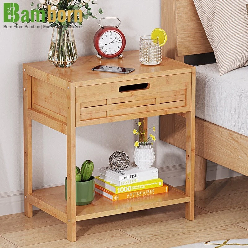Solid Bamboo Bedside Nightstand Solid Bamboo Bedside Nightstand